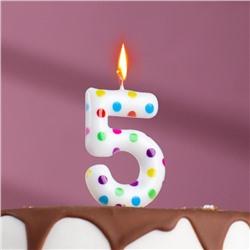 Свеча в торт на день рождения «‎Цветное конфетти»‎, цифра "5", 5.5 см