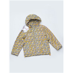 Куртка ветрозащитная утепленная для мальчика серо/желтый принт, размер 98, 116, 122