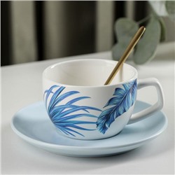 Чайная пара керамическая «Ариэль», чашка 250 мл, 11,5×8,5×5,8 см, ложка, блюдце