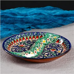 Менажница Риштанская Керамика "Цветы", 18 см, 2-х секционная, синяя