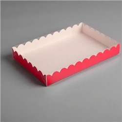 Коробка для пряников (печенья, зефира) красная с прозрачной крышкой, 220х150х30