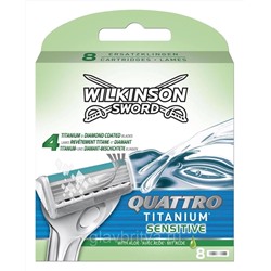 Кассета для станка для бритья Schick Quattro TITANIUM Sensitive (Wilkinson Sword), 8 шт.