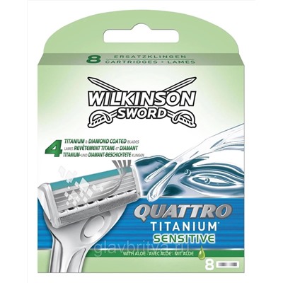 Кассета для станка для бритья Schick Quattro TITANIUM Sensitive (Wilkinson Sword), 8 шт.