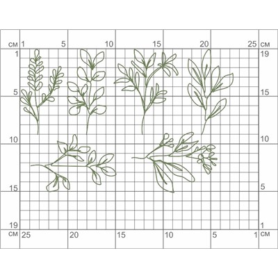 06-117 Термотрансфер Набор растений, зеленые 35х9 см