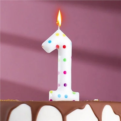 Свеча в торт «Конфетти», цифра «1», 9 см