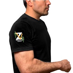 Чёрная футболка с термопереводкой ZV на рукаве, – "Поддержим наших!" (тр. №50)