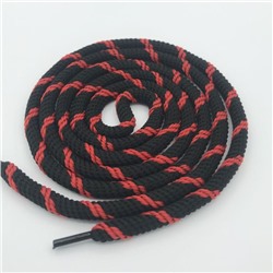 Шнурок круглый п/э 0,5см*130см спираль черный/красный