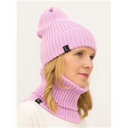 Комплект женский весна-осень шапка+снуд Ники (Цвет розовый), размер 52-56