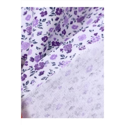 Сорочка женская футер с начесом 6.144 фиолетовый, цветы