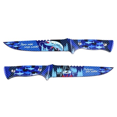 Стальной декорированный нож "Рыбалка", - высококачественная сталь, авторский дизайн №1814