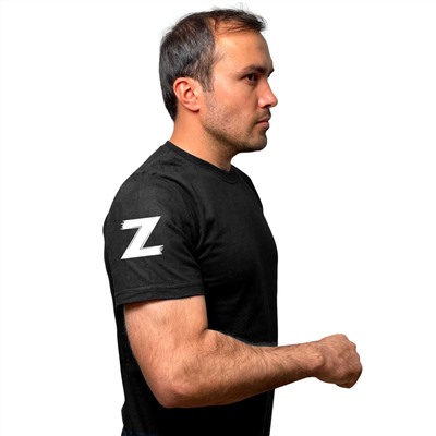 Чёрная футболка с символом Z на рукаве, (тр. №18)