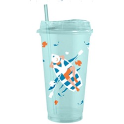 Стакан тамблер "Summer colors Boat" с трубочкой, blue (400 ml)