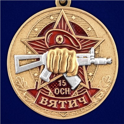 Медаль За службу в 15 ОСН "Вятич" в футляре из флока, №2933