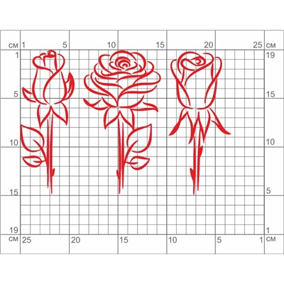 04-110(1) Термотрансфер Три красных розы 21,5х15 см