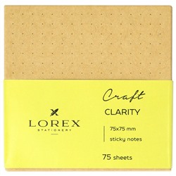Блок самоклеящийся LOREX CRAFT серии CLARITY 75х75 мм, 75 листов, крафт, в точку