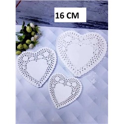 Бумажные салфетки ажурные в форме сердца, (100шт) размер:16см