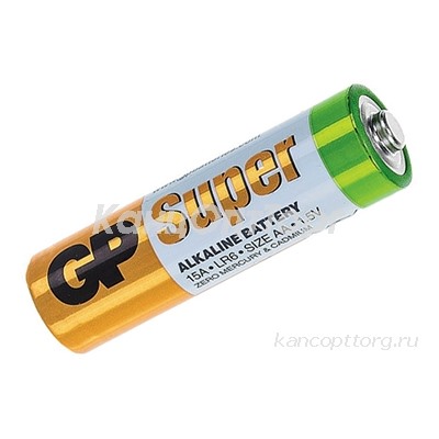 Батарейка GP Super, AA (LR6, 15А), алкалиновые, пальчиковые, 15A-2CRVS20, GP 15A-2C