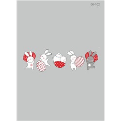 06-119 Термотрансфер Пасхальные крольчата, красный 23х9 см