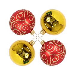 Набор стеклянных шаров ЛОЗА, красный с золотом, 5*62 мм, Елочка