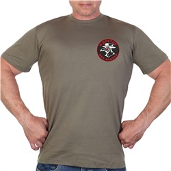 Хлопковая оливковая футболка с термоаппликацией "Я доктор мне видней"