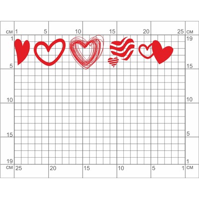 04-114(1) Термотрансфер Набор рисованных сердечек 5х23см