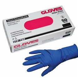Gloves, Перчатки латексные повышенной прочности Синие 25пар, размер S