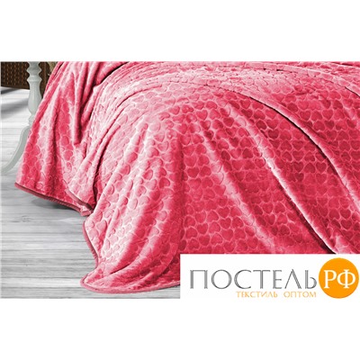 Плед EVLEN Super Soft "СЕРДЦЕ" 180*240 в коробке п/э Р 945 розовый