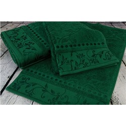 Махровый набор полотенец ВВ, Жаккард  Темный зеленый, 505
