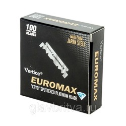 Лезвия д/бритья профессиональные односторонние EuroMax из Японской стали, (для шаветок), 100 шт.в картоне