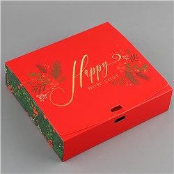 Складная коробка подарочная «С новым годом», 20 × 18 × 5 см, БЕЗ ЛЕНТЫ