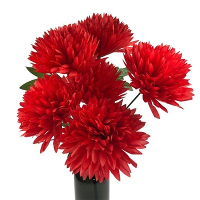 Букет цветов Хризантемы красные 7 бутонов ,75см