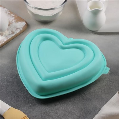 Форма для муссовых десертов и выпечки Доляна «Сердце», 22×20×7 см, силикон, цвет МИКС