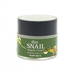 "Ekel" Ampule Cream Snail Крем для лица ампульный восстанавливающий и разглаживающий морщины с экстрактом слизи улитки 70 мл