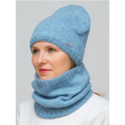Комплект женский весна-осень шапка+снуд Джинс (Цвет голубой), размер 54-56, шерсть 30%