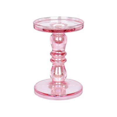 Подсвечник АМАДИС, стекло, розовый, 18 см, Koopman International
