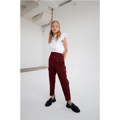 Бордовые брюки для девочки, модель 0424
