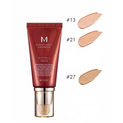 MISSHA / M Perfect Cover, BB-крем, SPF 42 PA+++, оттенок 13 яркий бежевый, 50 мл.