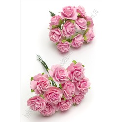 Тайские бумажные цветочки 2 см на веточке "Розочка" (20 шт) R4/3, ярко-розовый