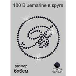 180 Термоаппликация из страз Блюмарин черный в черном круге 6х6см