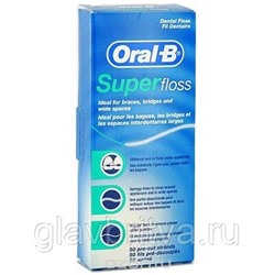 Зубная нить "Oral-B Super Floss", 50 нитей