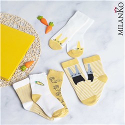 Детские хлопковые носки с рисунком "зайка" MilanKo IN-165 упаковка