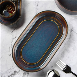 Блюдо фарфоровое овальное Magistro Garland, 24×13,7×2,7 см, цвет синий