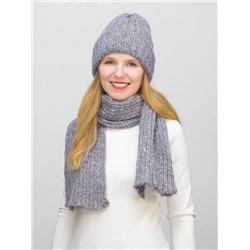 Комплект зимний женский шапка+шарф Милиса (Цвет лавандовый), размер 56-58, шерсть 80%