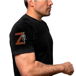 Чёрная футболка с гвардейским символом Z на рукаве, (тр. №35)