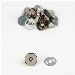 Кнопки магнитные, 14 × 14 мм, 4 шт, цвет серебряный