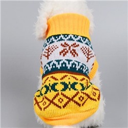 Кофта - свитер для мелких пород собак и кошек "BRO Style", снежинки, цвет желтый, р XL