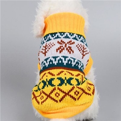 Кофта - свитер для мелких пород собак и кошек "BRO Style", снежинки, цвет желтый, р XL