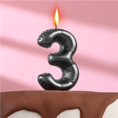 Свеча в торт "Шары" ,цифра 3 ,мокрый асфальт, 6,3 см