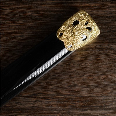 Сувенирное оружие «Катана на подставке», чёрные ножны, рукоятка — под слоновую кость, 108 см