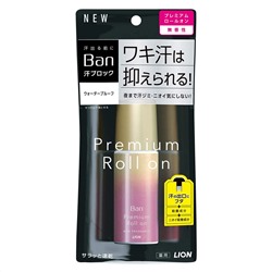 Премиальный дезодорант-антиперспирант роликовый ионный блокирующий потоотделение BAN Premium Gold Label (без запаха), LION 40 мл